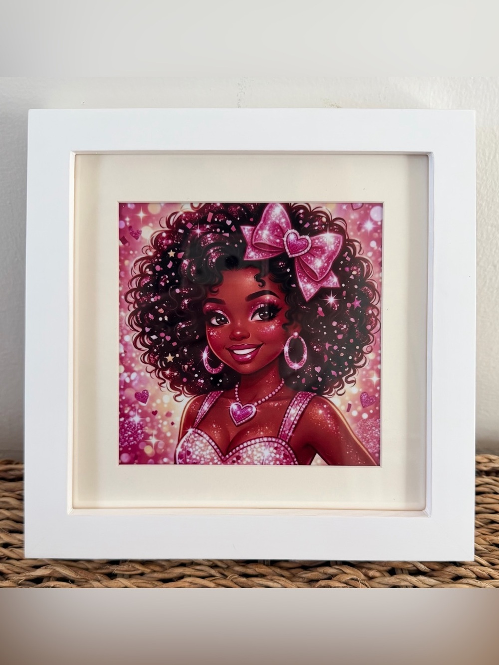 Sparkling Pink Heart Portrait Print